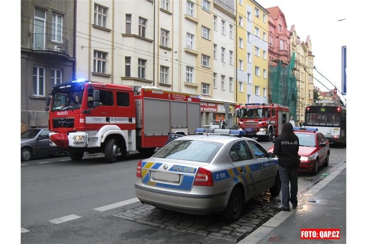 Zásah u požáru v bytě v Dobrovského ulici. 